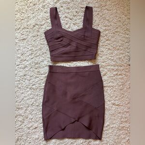 Burgundy Women's Two-Piece Skirt Set
